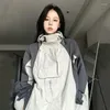 Kvinnors jackor houzhou vintage utomhus kvinnor y2k streetwear vattentät överdimensionerad huva huva harajuku vindbrytare kappa koreanskt mode