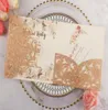 Greeting Cards 50X Champagne Glitter Rose Gold Wedding Invitations Envelope Personalized RSVP Laser Cutting Pocket Fold Invite13930184