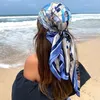 Seidenschal -Scarftop -Kopfwaffen für Frauen Vintage Four Seasons Haare 9090 cm Hijab Foulard Iuxe Bandana Femme Headscarf 240430