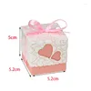 Enveloppe cadeau 10/20 / 50pcs Double Love Heart Candy Boîtes de bonbons de mariage Cadeaux Cadeaux Sacs d'emballage avec anniversaire de ruban