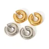 Dangle Ohrringe europäische und amerikanische Instagram -Titan -Stahl dicke zylindrische Röhre Hohlohr Clip Edelstahl Nicht -Verblassen