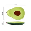 Platos verdes lindo forma de aguacate plato de cerámica respetuosa ambientalmente fruta ensalada de fruta bocadillo para horno lavavajillas de microondas disponibles