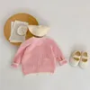 Jackets 2024 Autumn Spring Baby Girl Baby Slee Full manga Singleed Hollow-Out Top Coat: suéter de punto para niños infantiles Tamaño 0-3y