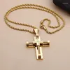 Chaines Punk 18K Gold Color en acier inoxydable Chaîne de chaîne Collier Cross pour hommes Hiphop Fashion Black Colliers Pendants Bijoux Accessoires