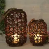 Candele giardino Vintage Candlestick Decorazione natalizia Decorazione di terra in tessuto a vento intrecciato porta artigianato Porta Vela Home Decor