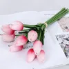 Decoratieve bloemen 9 stks tulpen kunstmatige groep echte touch tulpen voor huis bruiloft nep bruids boeket decoratie
