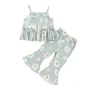 衣類セット幼児の女の赤ちゃん2ピース夏の服デイジーベルボトムス衣装リブ付きニットノースリーブタンクトップフレアパンツセット