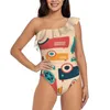 Swimwear de mujeres proyectores retro sexy malla de malla mesh un traje de baño monokini monokini