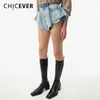 Chicever Denim Shorts dla kobiet Patchwork Posiety plus size Seksowne solidne, swobodne krótkie spodnie żeńskie letnie ubranie 240425