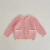 Jackets 2024 Autumn Spring Baby Girl Baby Slee Full manga Singleed Hollow-Out Top Coat: suéter de punto para niños infantiles Tamaño 0-3y