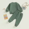 Kleidungssets Kleinkind Baby süßes Outfit Feste Farbe Langarm Sweatshirt und elastische Hosen Set geboren
