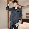 Pajamas Men Spring Summer Thin Ice Silk Luxurious Loose Fitting Home Wear Suit Male Satin Pyjamas Set Night SleepSuit Gentlemen 240428