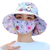 Berats Frauen Sommer schnell Dryng UV Schutz Tee Picking Cap Visor Hut Outdoor Blumenmuster Abnehmbares Fashion Dust Fisherman