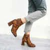 Buty Ochanmeb Leopard Women Chunky High Heeled Metal Blustrle But Fashion Damie Daily Office Footwear Autumn Winter 32-43