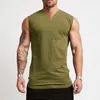 Einfache Baumwoll -Vneck -Fitness -Tanktop -Männer Sommer Muskelweste Fitnessstudio Kleidung Bodybuilding ärmellose Hemd Workout Sports Singlets 240429