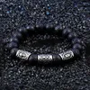 STRAND Black Fashion roestvrijstalen Vikings Rune Bead Bracelet For Men Women Punk Unieke creatieve lava stenen armbanden amulet sieraden