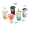 Water Bottles 600ml Stainless Steel Vacuum Insulated Bottle With Straw Leak-Proof Coffee Tea Cold Drink Car Cup