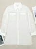 Women's Blouses Spring And Summer Polyester White Pocket Lapel Single-breasted Sunscreen Shirt Women