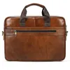 Briefzüge Herren Leder Aktentasche Business Man's Bag Top Layer Cowide Lawyer's Computer Style Large 15.6 Laptop mit Riemen