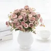 Fiori decorativi fiore artificiale bocciolo tè bocciolo peonia bouquet per la sposa per la casa per la casa accessorio per interni falsa esterna