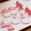 Dangle Earrings Clay Santa Claus Hoop For Women Girls 2024 Handmade Round Pendant Bow Earring Christmas Present