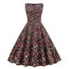 Lässige Kleider Vintage Blumendrucker Sommer für Frauen Retro 50er 60er Jahre Pin up Rockabilly Party Kleid Elegante ärmellose Robe Vestidos