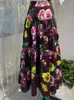 SKIRTS SEASIXIXIANG Designer de moda Primavera Salia de algodão Salia feminina High Waiste Rose Estamada floral Festa vintage Sicily Long