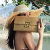 Umhängetaschen Urlaubsstil Multi -Kompartiment -Tasche für Frauen Kette Flip Cover Twist Lock Gras gewebtes Temperament