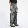 Men's Jeans LUZHEN Dirty Shredded Style Casual Retro Fashion Hole Design Loose Straight Wide Leg Pants 2024 Summer 9C5740
