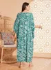 Vêtements ethniques Femmes Imprimez l'été lâche Abaya Muslim Kaftan Arabe Robe Dubai Caftan Hippie Party Gown Morocco Djellaba Islamic Jalabiya