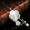 Fashion Mother of Pearl Agrandon Sheld White Shell Flower Long Pendant Pendant Collier9914003