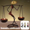 Candle Holders Vintage Metal Candlestick Home Decoration Handmade Artistic Candleholder For Dining Room 24x11x24cm LXY9