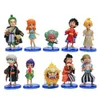 Figuras de brinquedo de ação Novo 10pcs/set One Piece Anime Figura Luffy Sanji Nami Zoro Chopper Frank Robin PVC Figura Modelo