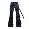 2024 New Mens Jeans Fashion Designer Rok Mens and Womens Jeans Pantalon Jeans à jambes larges