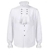 Men's Dress Shirts Medieval Men Ruffles Long Sleeves Halloween Cosplay Vintage Pirate Shirt Steampunk Clothing Gothic Top Victorian Costume