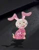 Broschen Striche Strass rosa Brosche Pin für Mädchen Kristall Cartoon Dressaccessoires Osterschmuck Geschenk Tochter