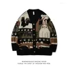Erkek Sweaters Vintage hırka büyük boy kazak Japon harajuku karikatür pullover hip hop sokak giyim gevşek örgü üstleri