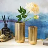 Vasos leves Luxo Cerâmica Dourada Cerâmica Listrada Vaso Vaso Decoração de Estilo Clássico Decorações de Produtos Domésticos