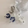 Bolzenohrringe Acryl C-förmige französische Stil Retro Geometrisch blau grau transparent Wildschmuck Geschenk für Mädchen