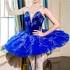 Bühnenbekleidung professionelle Hochwertigkeitsgröße Leistung Erwachsener Frauen Mädchen Blau Samt Ballett Tutu Wettbewerb