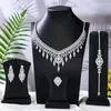 Orecchini di collana set Godki Turquoise Luxury Africano per Women Wedding Party Zircon Crystal Dubai Bridal Jewelry Gift