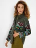 Women's Jackets ZAFUL Ethnic Aztec Printed Corduroy Shacket Waisted Shirt Jacket Turn Down Collar Drop Shoulder Coat Spring Outwear