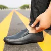 Casual Shoes Men Leather 2024 Cowhide Perforated Hollow Driving One Piece For