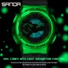 Sanda 3029 orologio luminoso personalità di moda elettronica orologio fluorescenza orologio da guscio uomo 240428