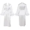 Home Clothing Women Feather Bride Bridesmaid Wedding Robe Kimono Bathrobe Gown