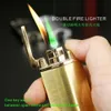 Customized Product Patterns Green Fire Lighter Windproof Jet Flame Without Gas Lighter With Double Fire Two Torch