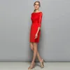 Robes de fête Aiovox Elegant Lace tache rouge Prom Short Simple Three Quarter Sheat Sheat Back Backless Vestido de Gala