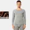 Men's Thermal Underwear Winter Red Grey Ultra-soft Coffee Velvet Warm Set Plus Thick Solid Color Trim Top