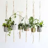 Planters potten hangende plantmand handgemaakte katoenen touwhanger bloem pot macrame muur decor tuin binnenplaats hangende planter bohemian decor