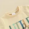 Roupas conjuntos de roupas pequenas nascidas roupas 2pcs menino de menino de mola letra impressão de t-shirts de manga curta e calça longa